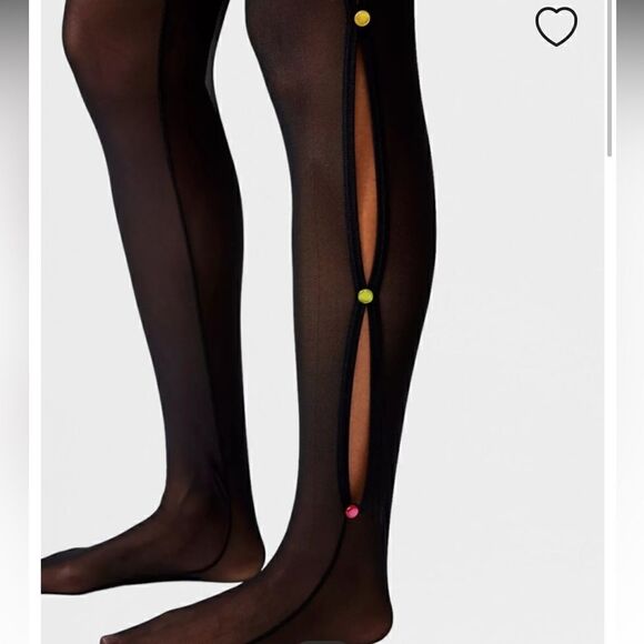 Free People x High Heel Jungle Aphrodite Side Slit Tights Black - Picture 2 of 7